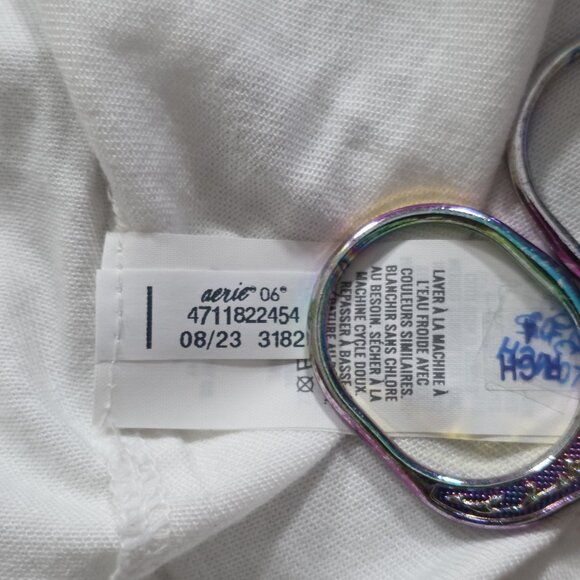 Aerie Oversized Shirt Women XXL Ivory LS Buttons Pockets Cotton Slouchy Top Boho - Picture 14 of 16